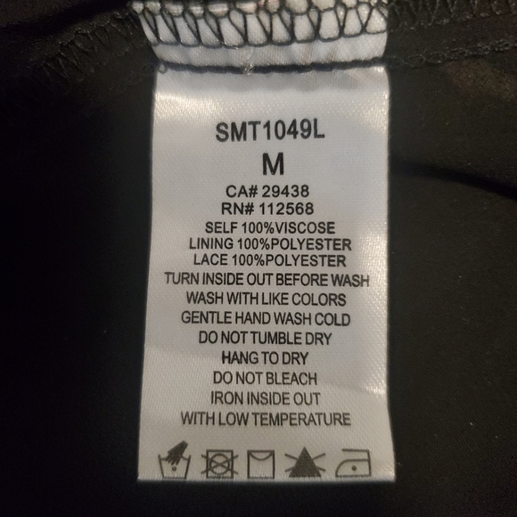 MISS ME Size M 100% Viscose tiered floral bohemian black lace peasant top - Picture 11 of 11